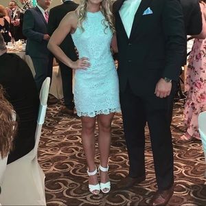 Lulus xsmall baby blue lace dress. Worn once. Like new condition.